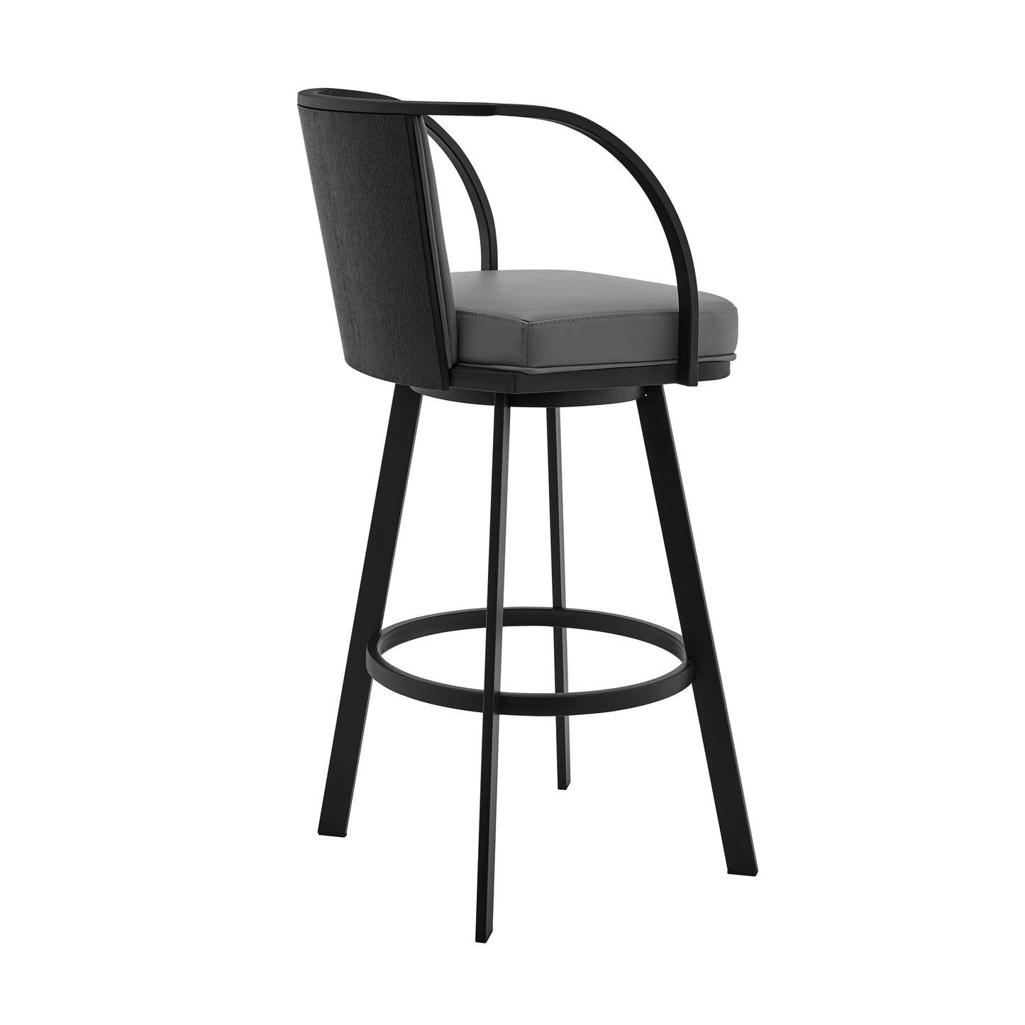 Livingston Gray Faux Leather and Metal Swivel Bar Stool