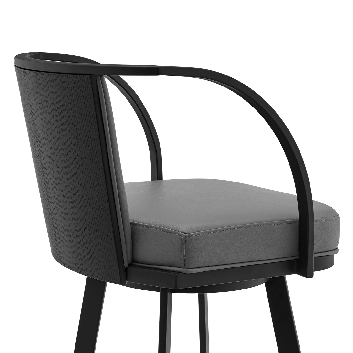 Livingston Gray Faux Leather and Metal Swivel Bar Stool