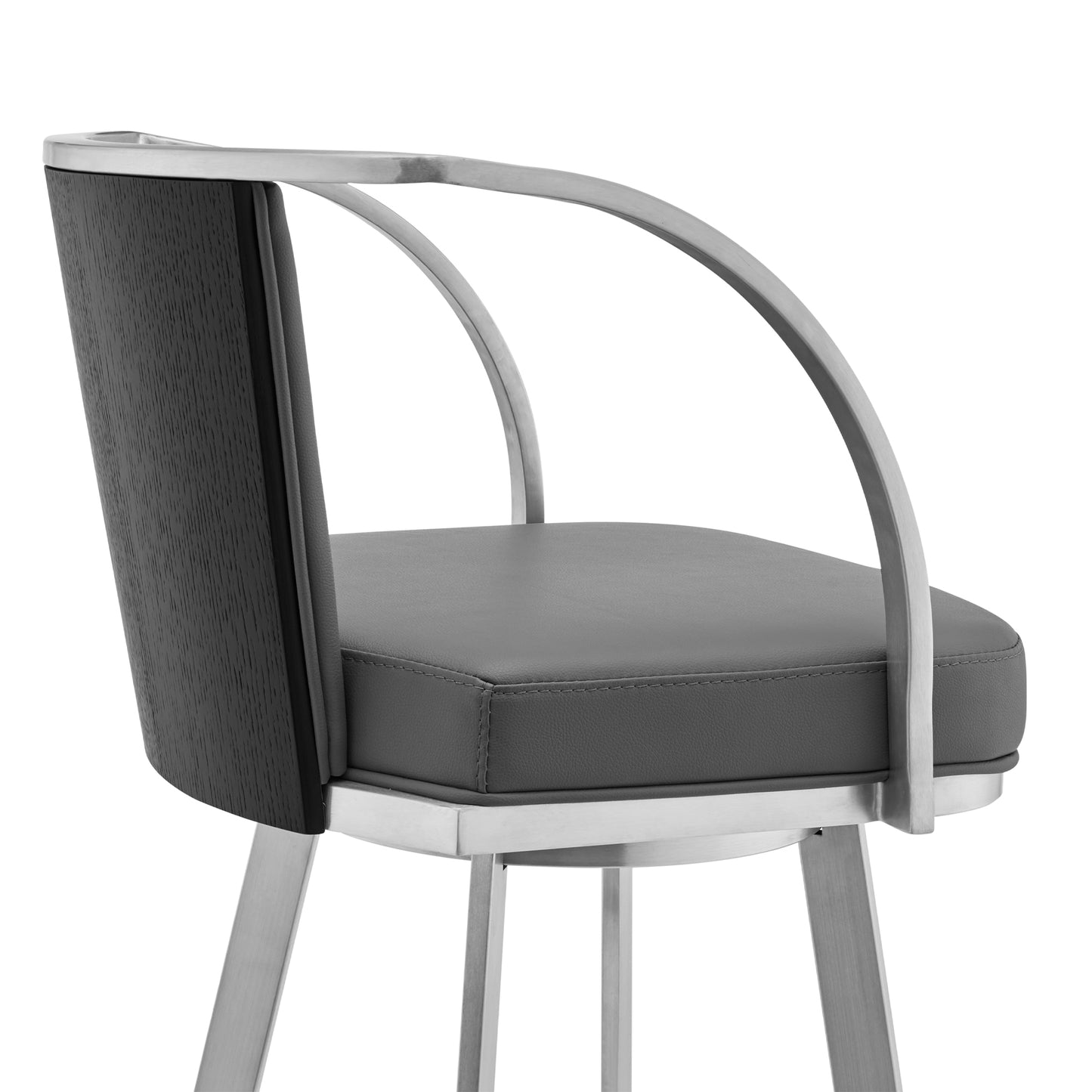 Livingston Gray Faux Leather and Metal Swivel Bar Stool