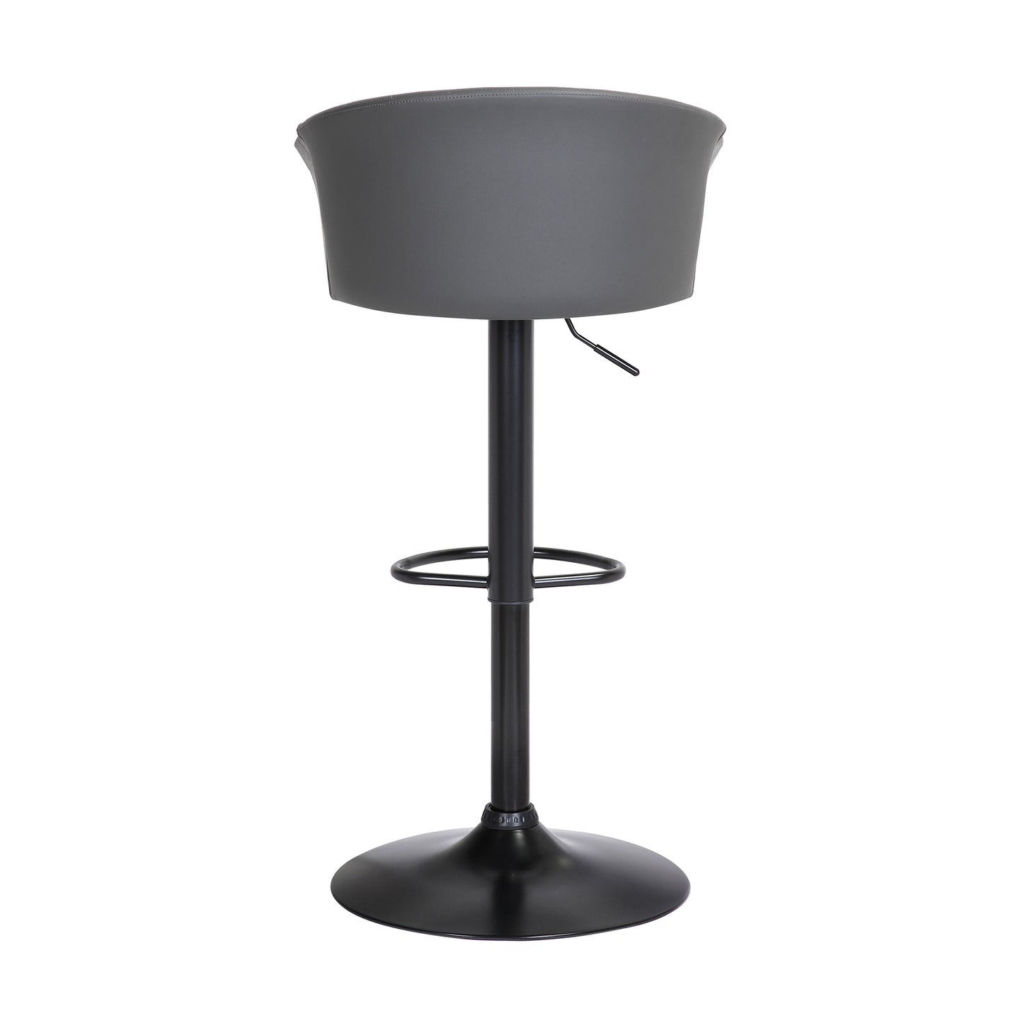 Lydia Adjustable Wood Bar Stool with Faux Leather and Black Metal