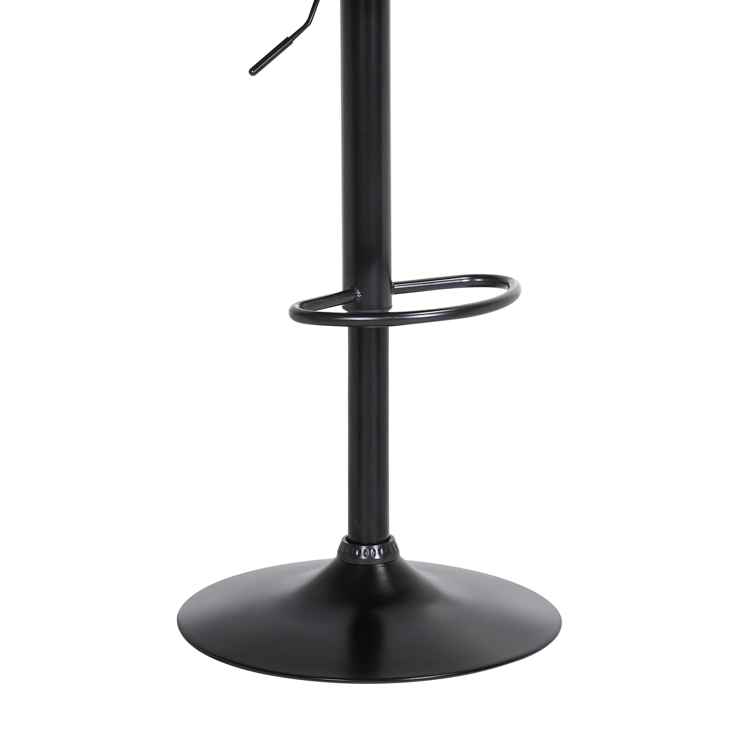 Lydia Adjustable Wood Bar Stool with Faux Leather and Black Metal