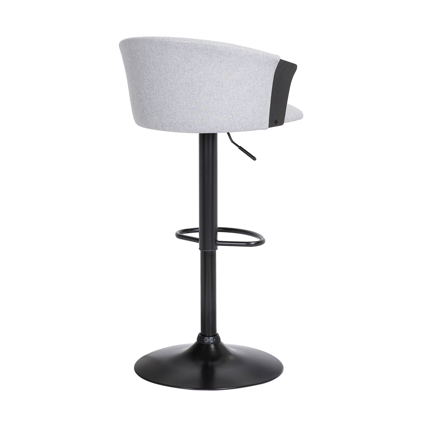 Lydia Adjustable Wood Bar Stool with Faux Leather and Black Metal