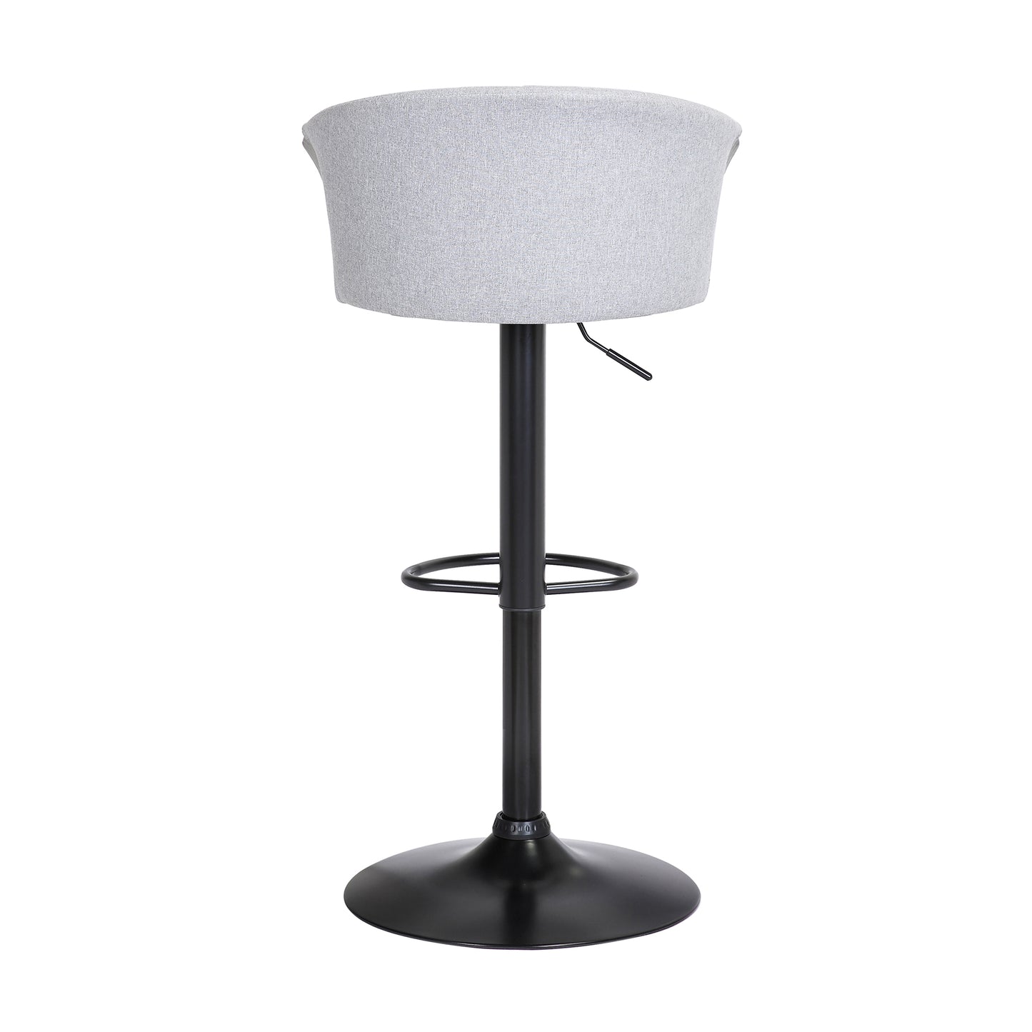 Lydia Adjustable Wood Bar Stool with Faux Leather and Black Metal