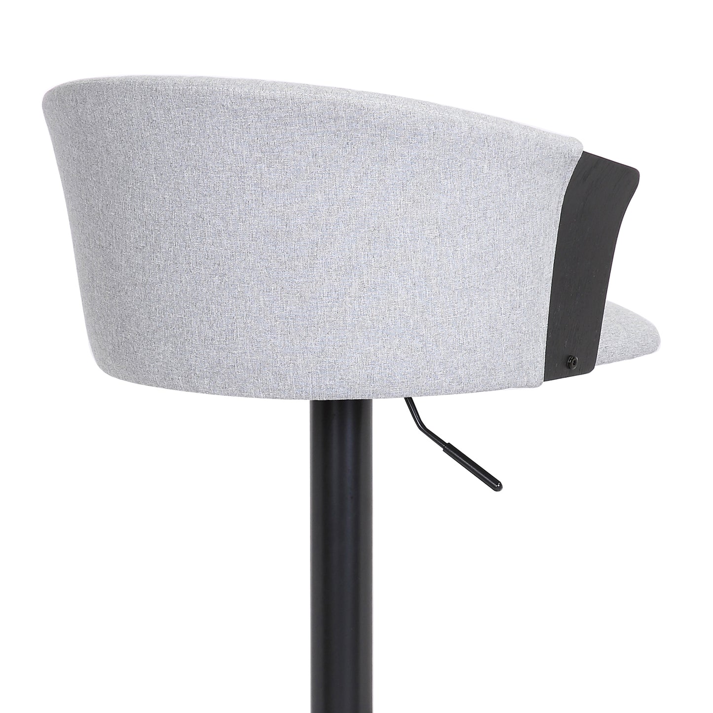 Lydia Adjustable Wood Bar Stool with Faux Leather and Black Metal