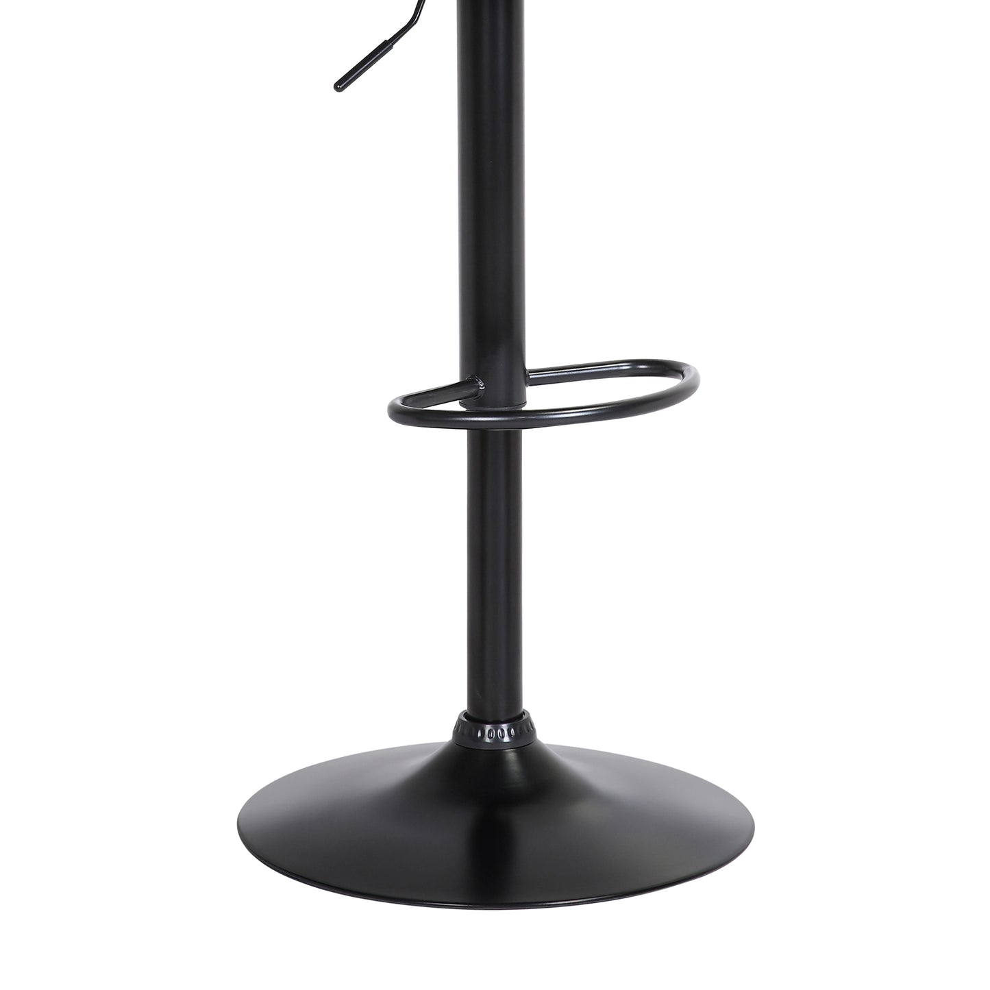 Lydia Adjustable Wood Bar Stool with Faux Leather and Black Metal