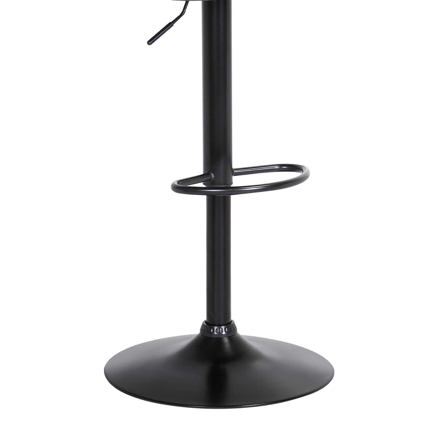 Lydia Adjustable Wood Bar Stool with Faux Leather and Black Metal