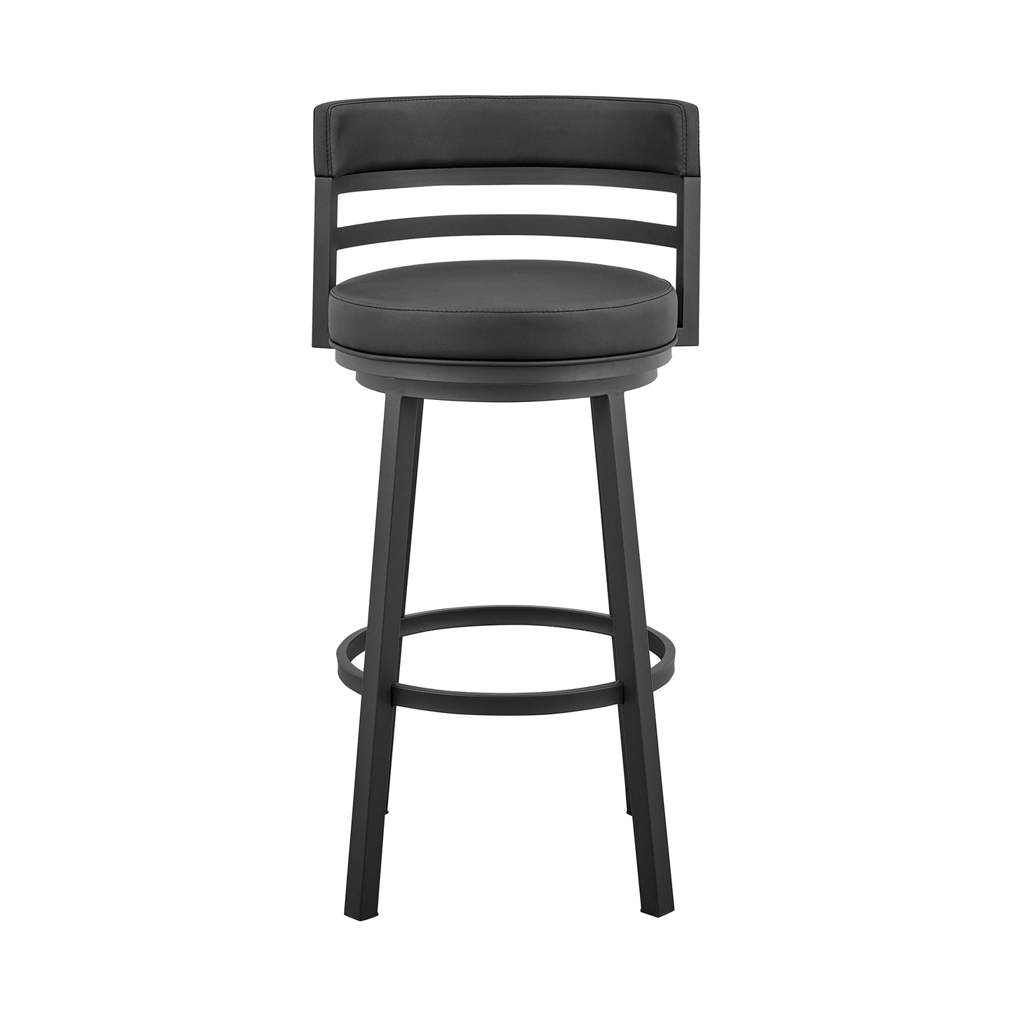 Madrid Bar and Counter Height Swivel Faux Leather and Brushed Stainless Steel Bar Stool