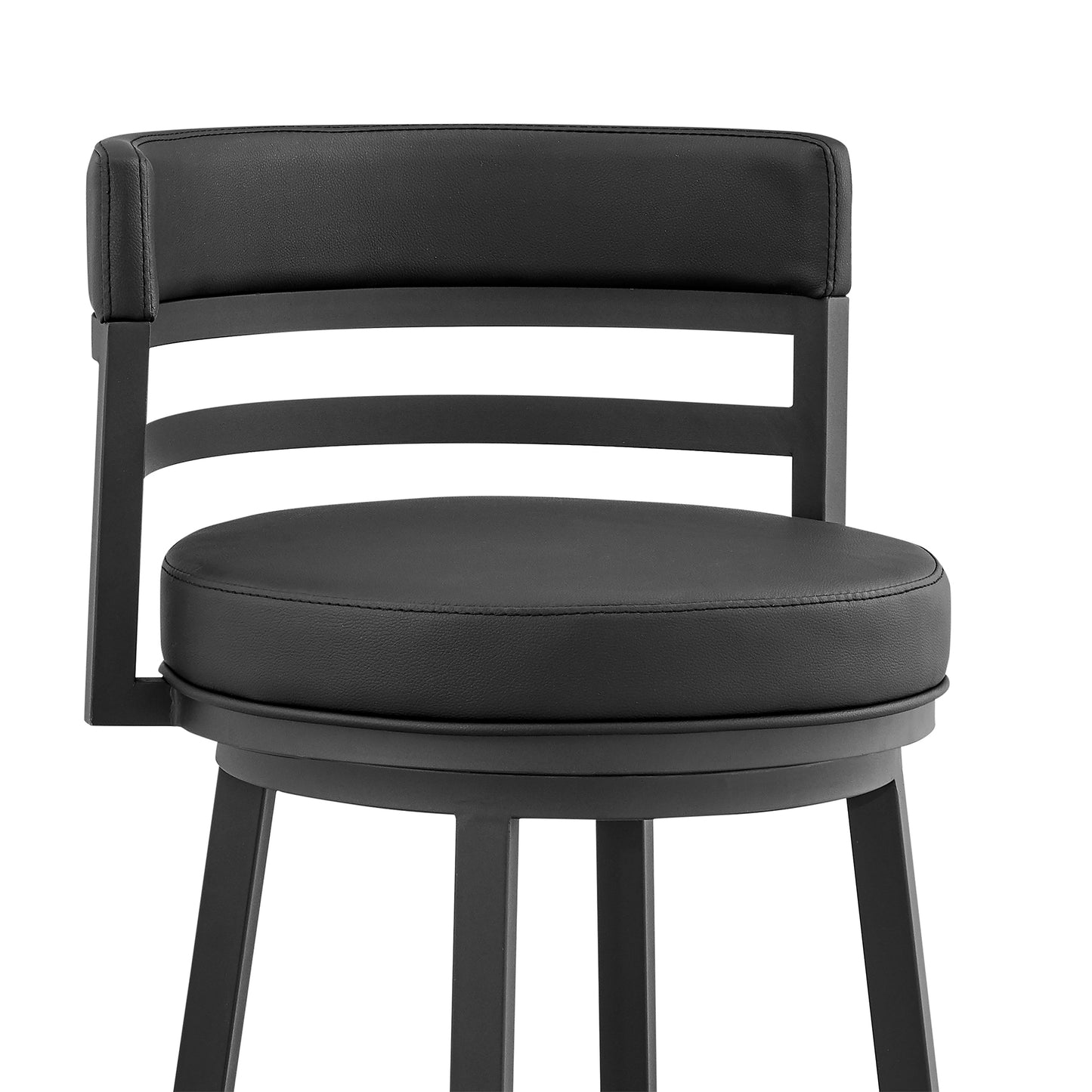 Madrid Bar and Counter Height Swivel Faux Leather and Brushed Stainless Steel Bar Stool
