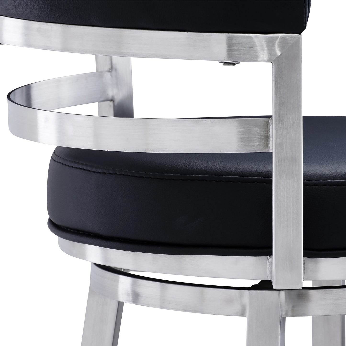 Madrid Bar and Counter Height Swivel Faux Leather and Brushed Stainless Steel Bar Stool