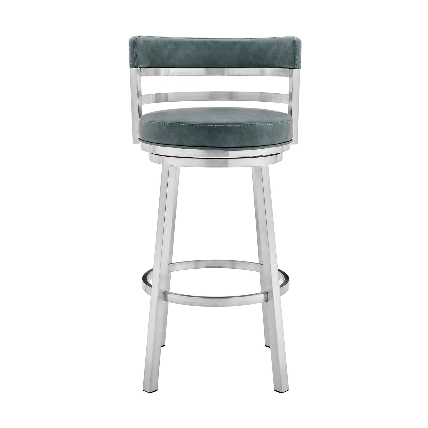 Madrid Bar and Counter Height Swivel Faux Leather and Brushed Stainless Steel Bar Stool