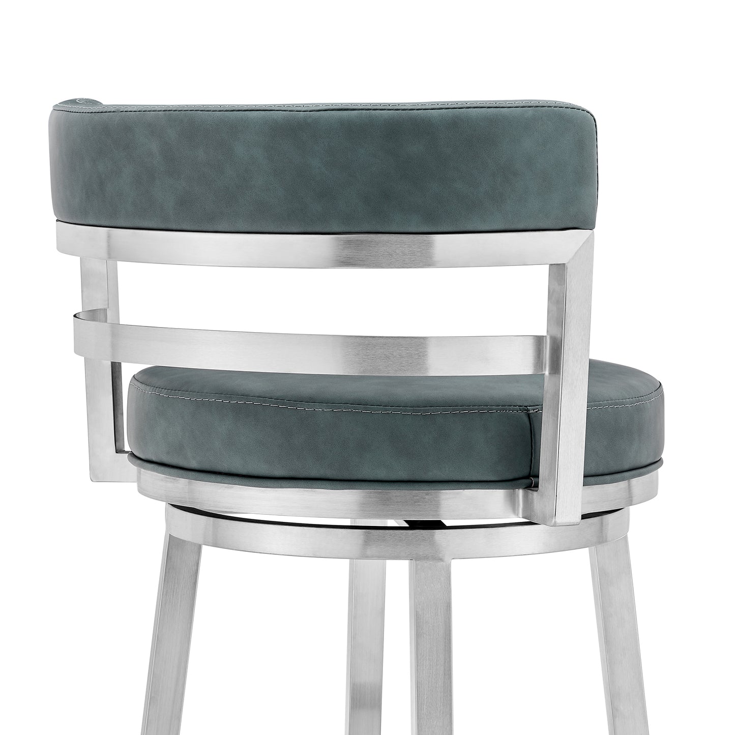 Madrid Bar and Counter Height Swivel Faux Leather and Brushed Stainless Steel Bar Stool