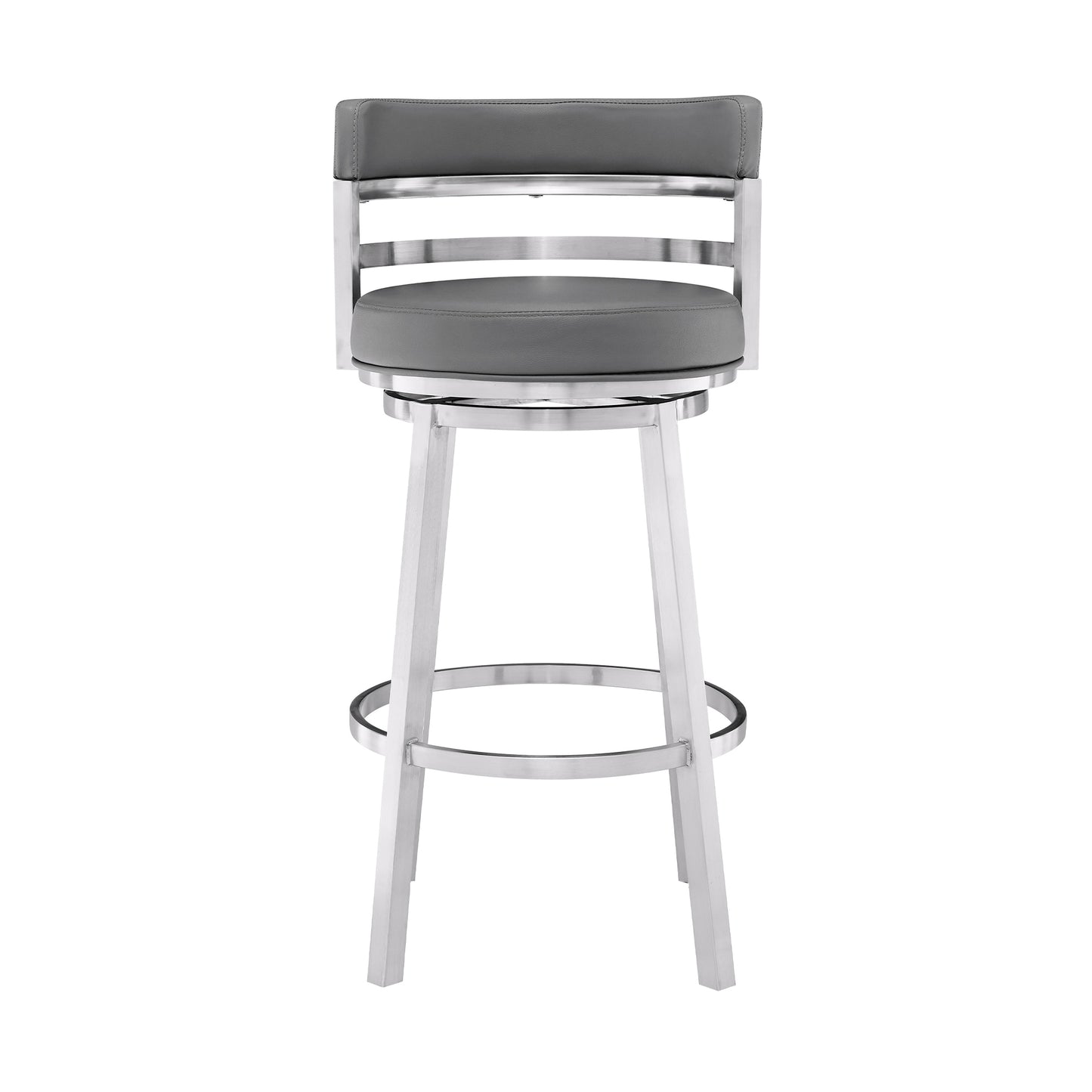 Madrid Bar and Counter Height Swivel Faux Leather and Brushed Stainless Steel Bar Stool