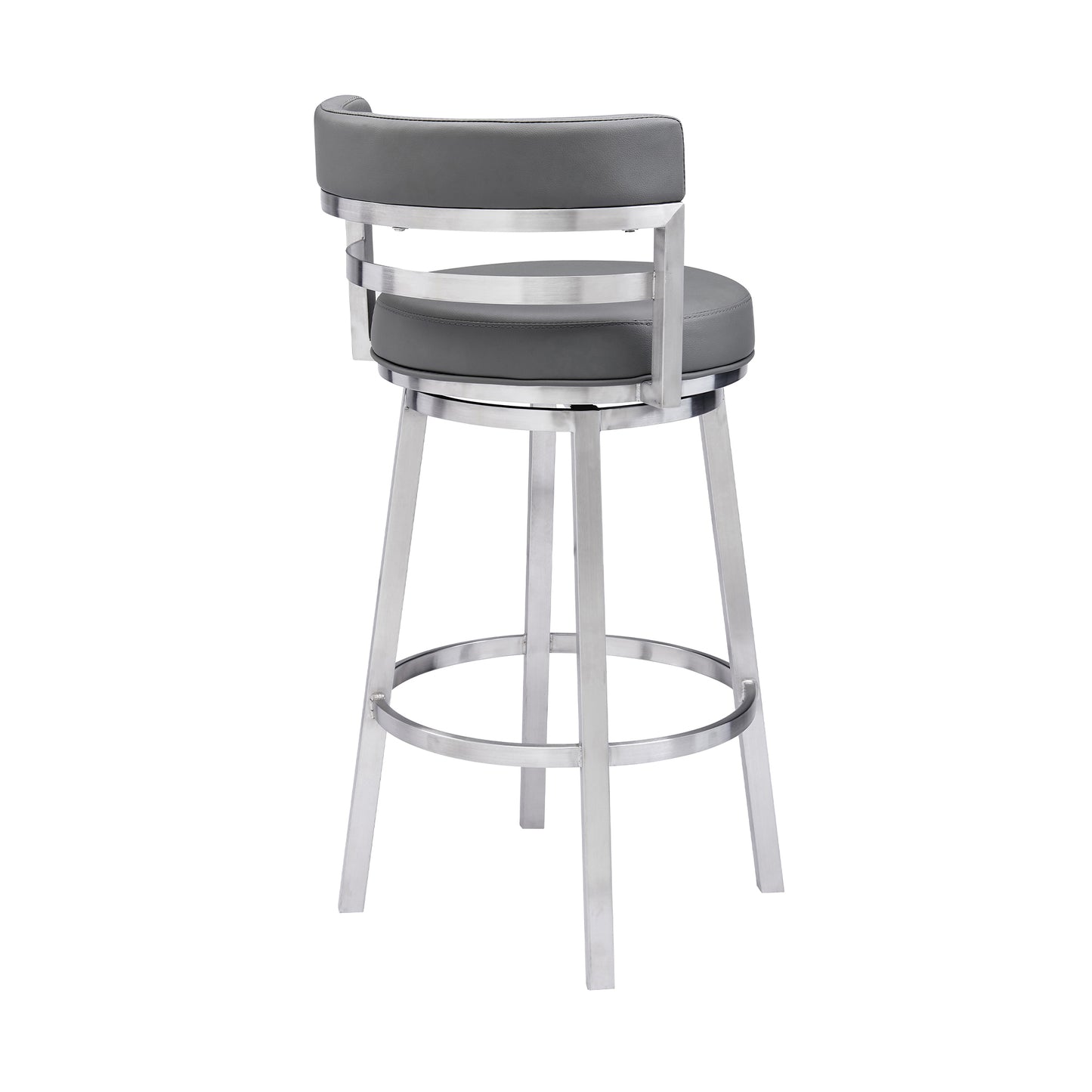 Madrid Bar and Counter Height Swivel Faux Leather and Brushed Stainless Steel Bar Stool