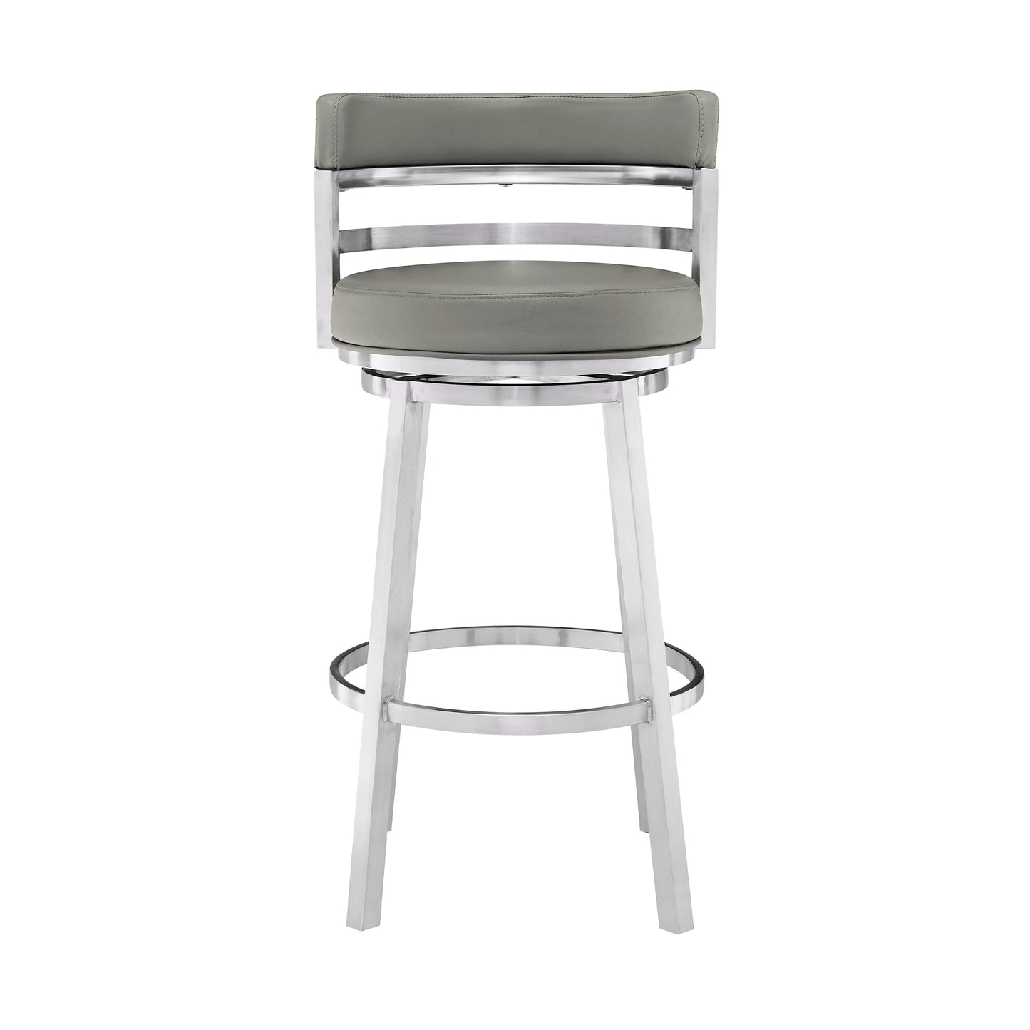 Madrid Bar and Counter Height Swivel Faux Leather and Brushed Stainless Steel Bar Stool