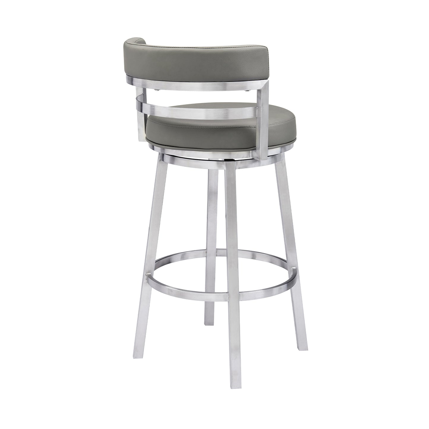 Madrid Bar and Counter Height Swivel Faux Leather and Brushed Stainless Steel Bar Stool