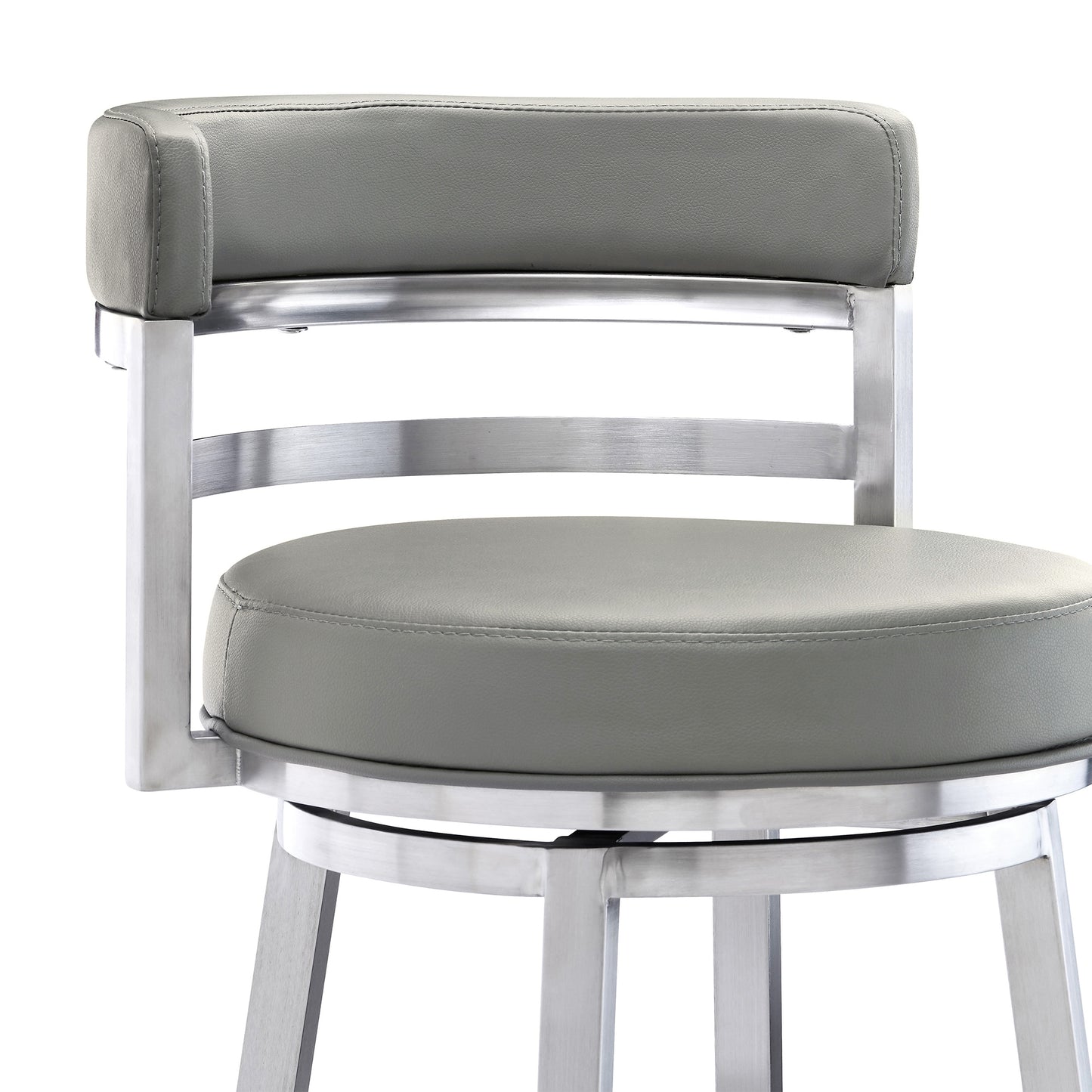 Madrid Bar and Counter Height Swivel Faux Leather and Brushed Stainless Steel Bar Stool