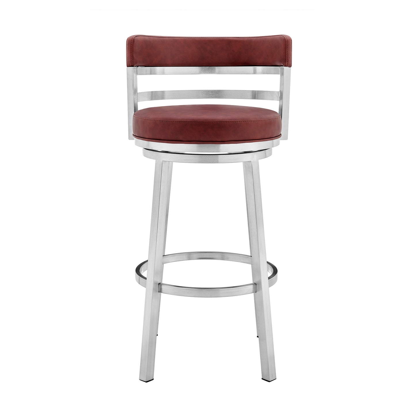 Madrid Bar and Counter Height Swivel Faux Leather and Brushed Stainless Steel Bar Stool