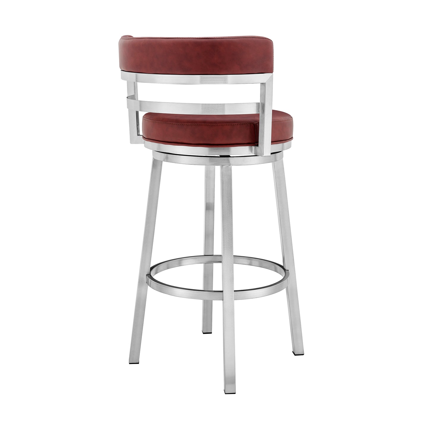 Madrid Bar and Counter Height Swivel Faux Leather and Brushed Stainless Steel Bar Stool