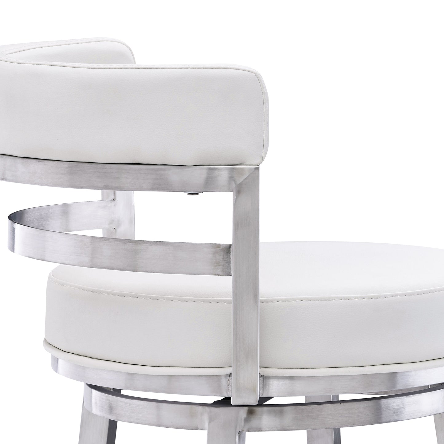 Madrid Bar and Counter Height Swivel Faux Leather and Brushed Stainless Steel Bar Stool