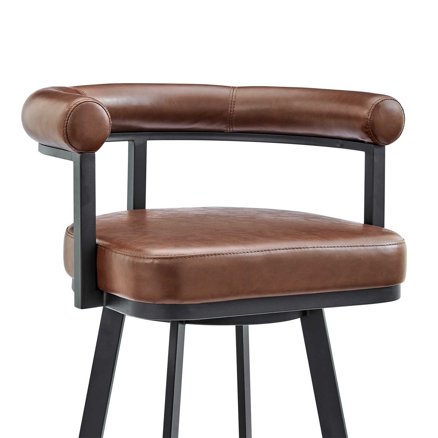 Magnolia Swivel Counter and Bar Stools in Metal and Faux Leather