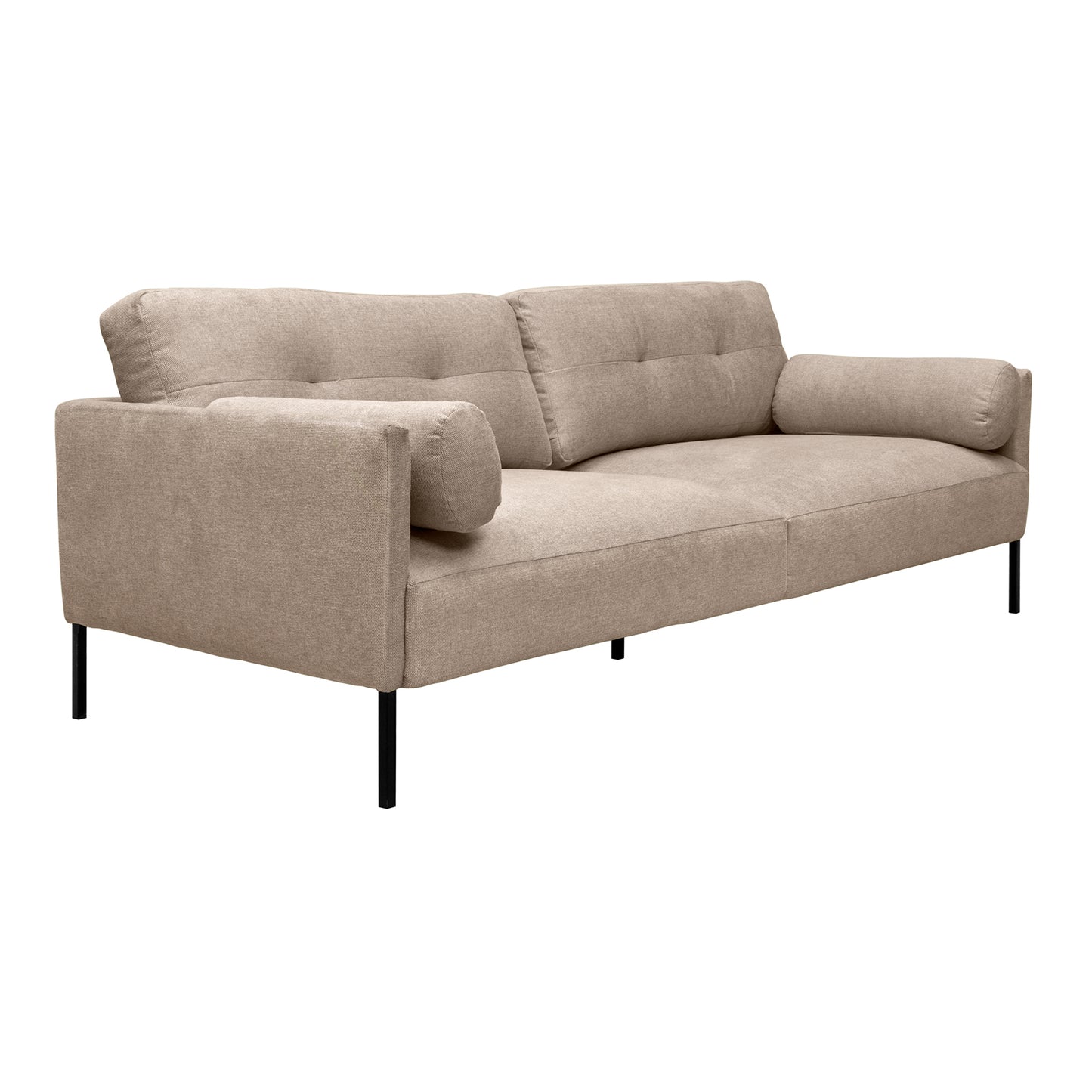 Michalina 84" Sofa with Black Metal Legs in Fabric and Velvet Options