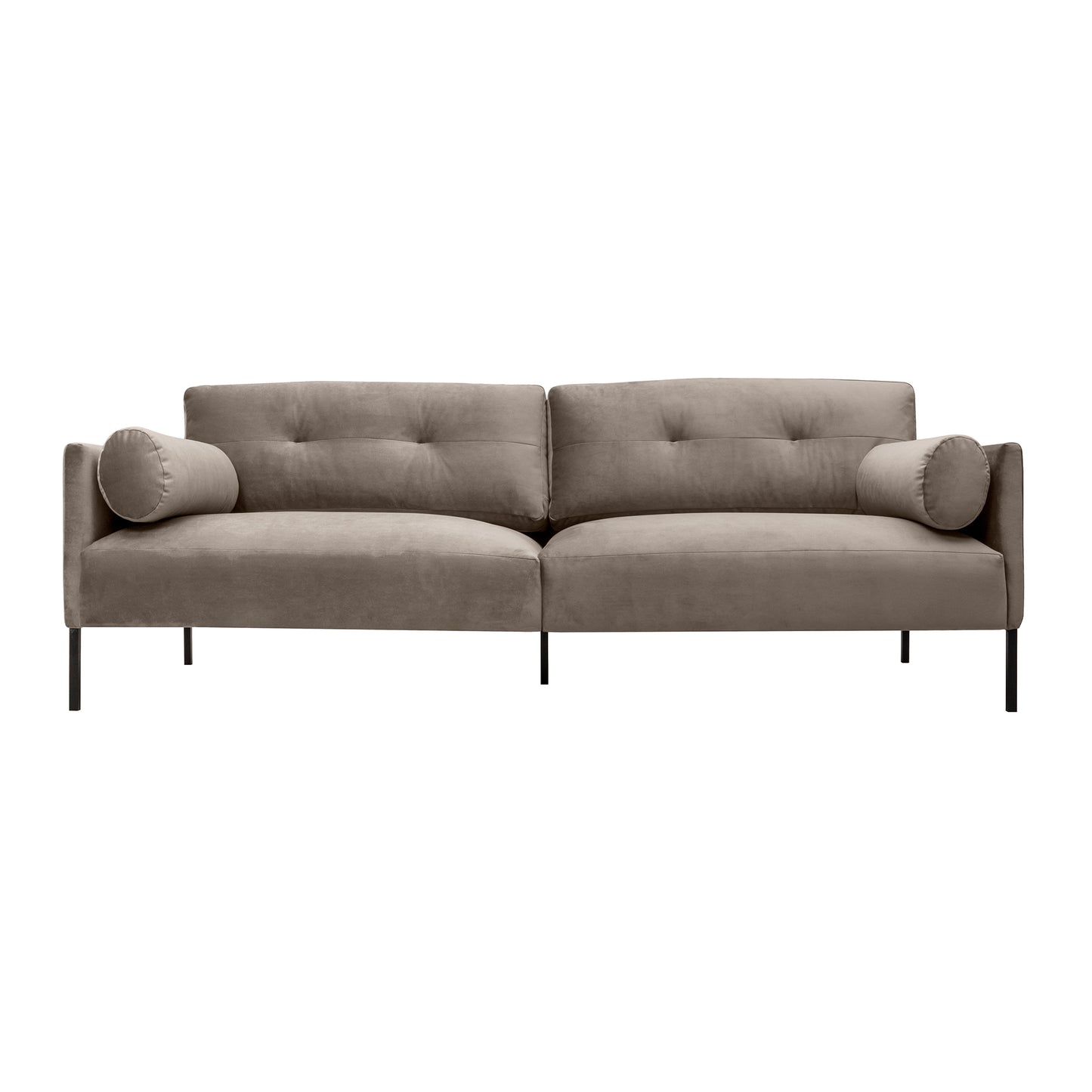 Michalina 84" Sofa with Black Metal Legs in Fabric and Velvet Options