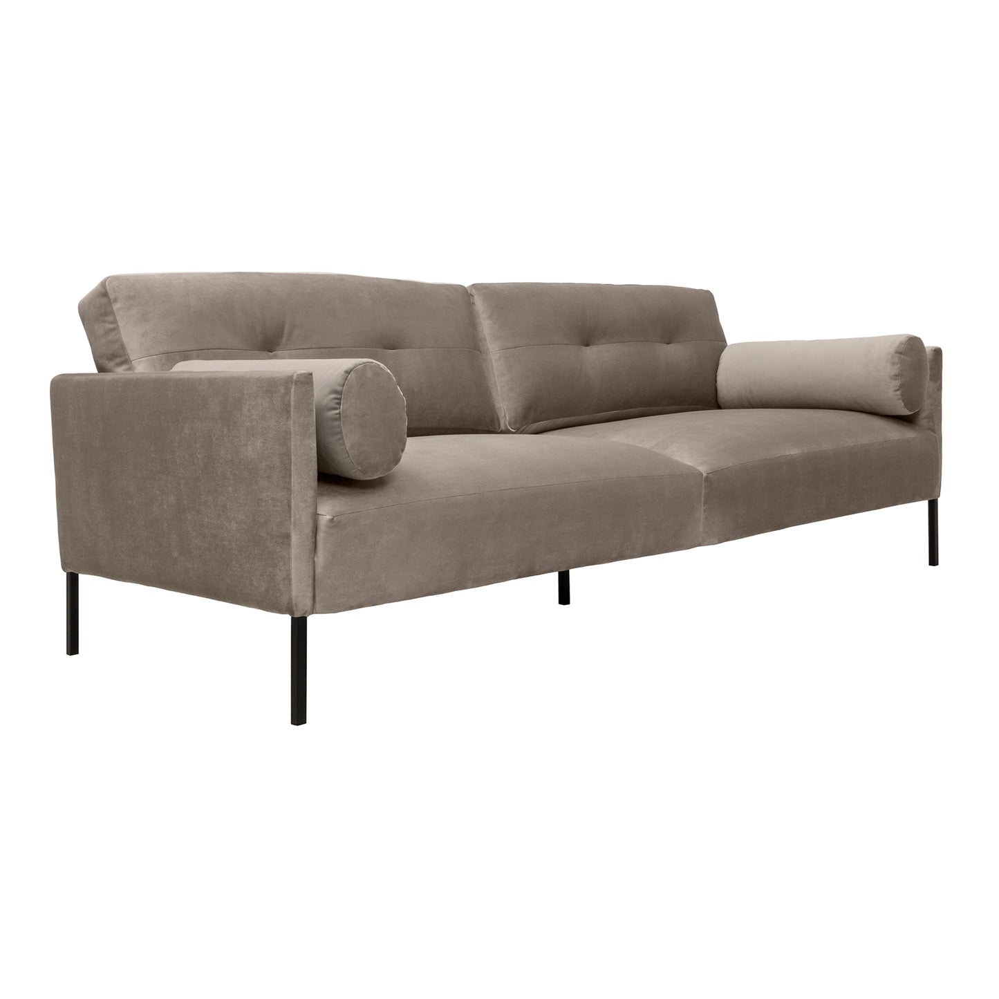 Michalina 84" Sofa with Black Metal Legs in Fabric and Velvet Options