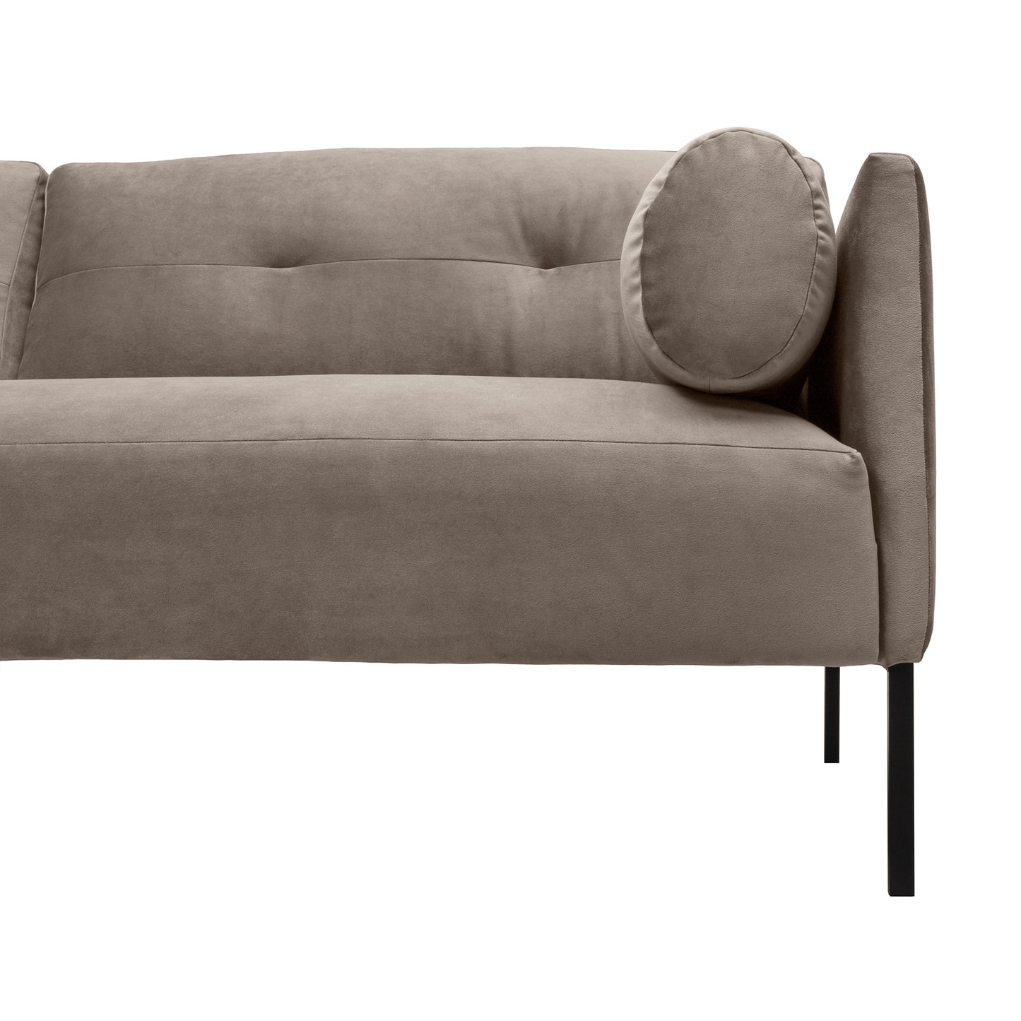 Michalina 84" Sofa with Black Metal Legs in Fabric and Velvet Options