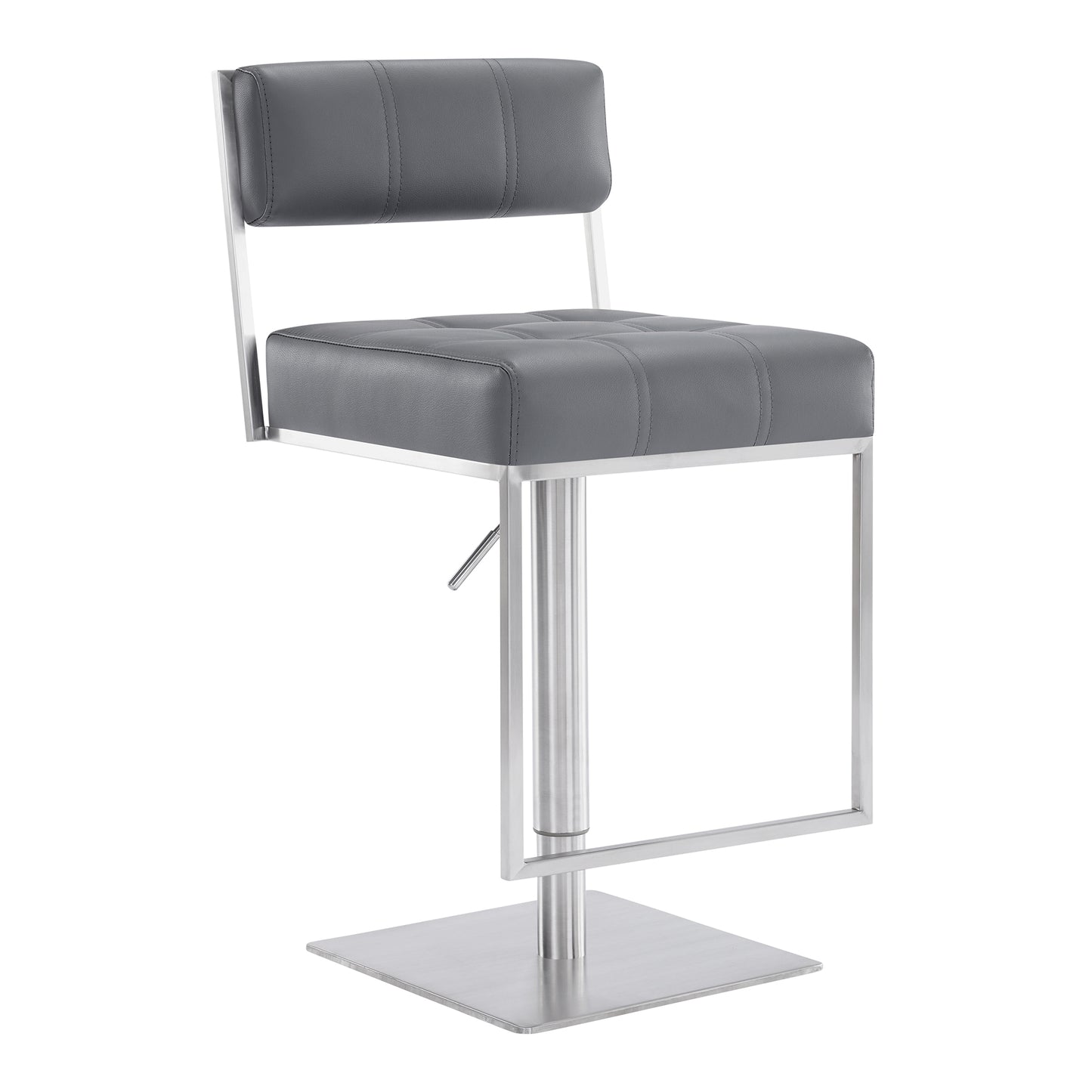 Michele Swivel Adjustable Height Faux Leather and Metal Bar Stool