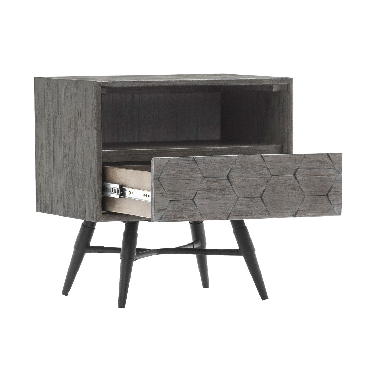 Makena 1 Drawer Night Stand in Gray Acacia Wood