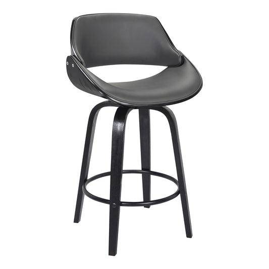 Mona Swivel Faux Leather Counter and Bar Height Stool with Wood Base