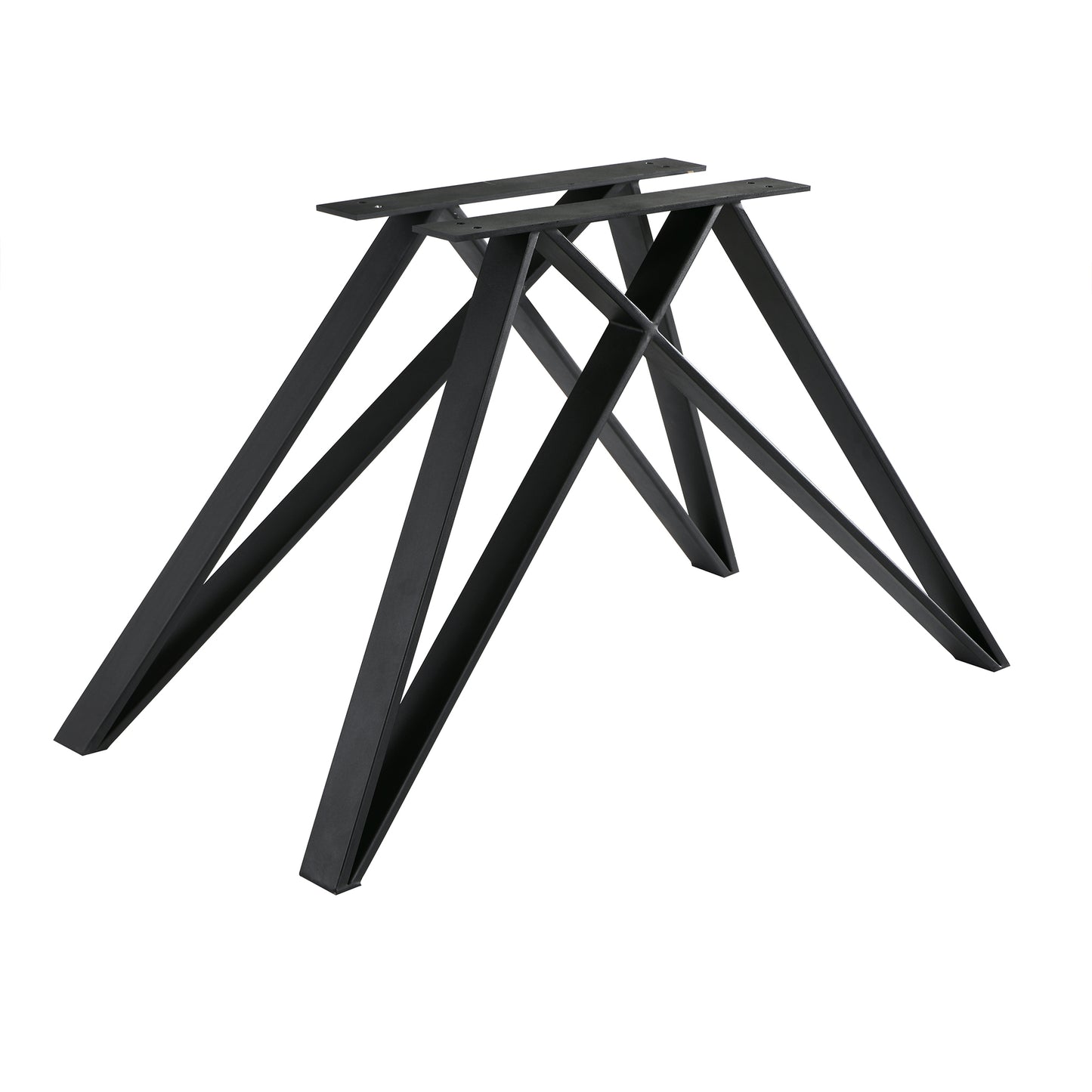 Modena Contemporary Dining Table in Matte Black Finish and Walnut Wood Top