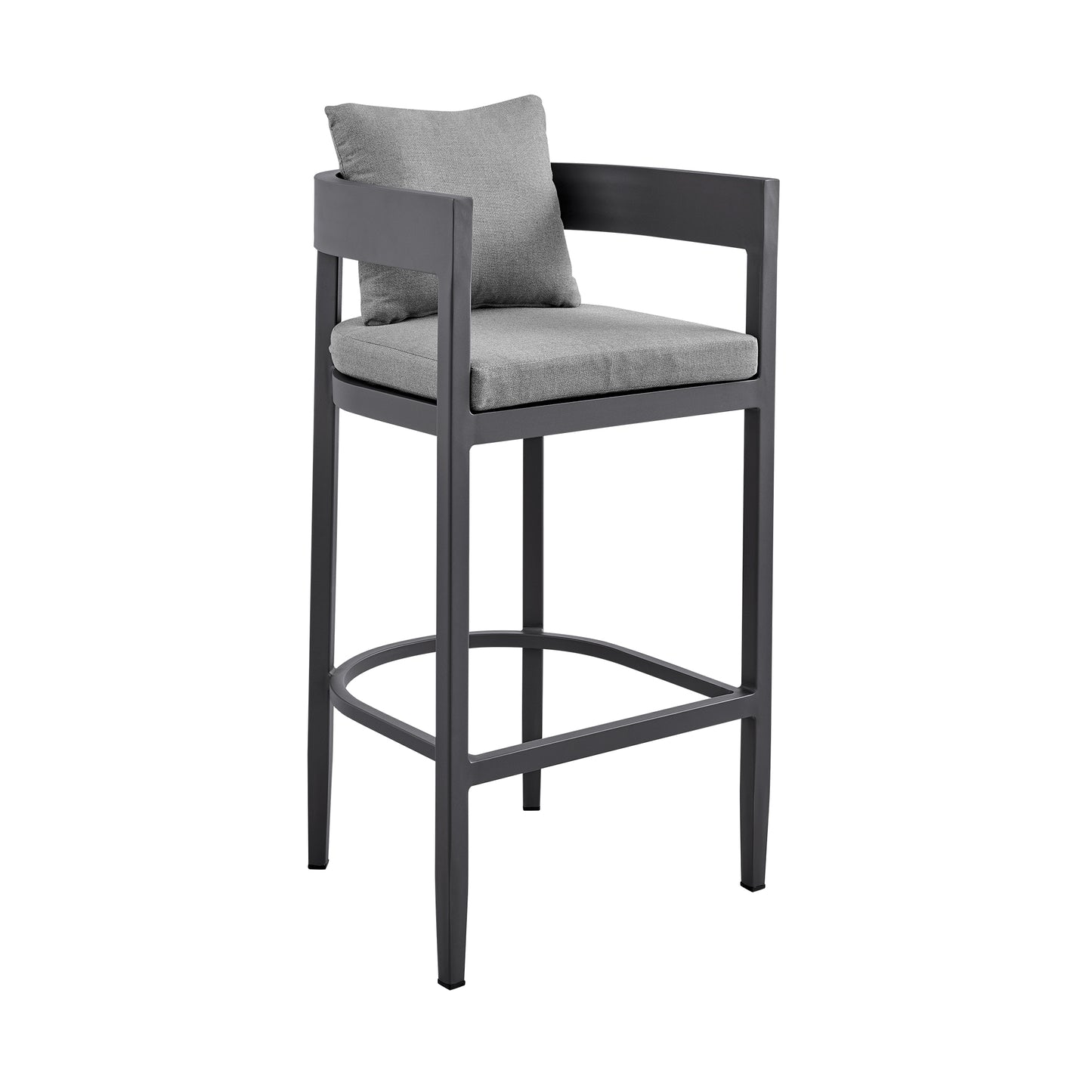 Menorca Outdoor Patio Bar Stool in Aluminum with Cushions