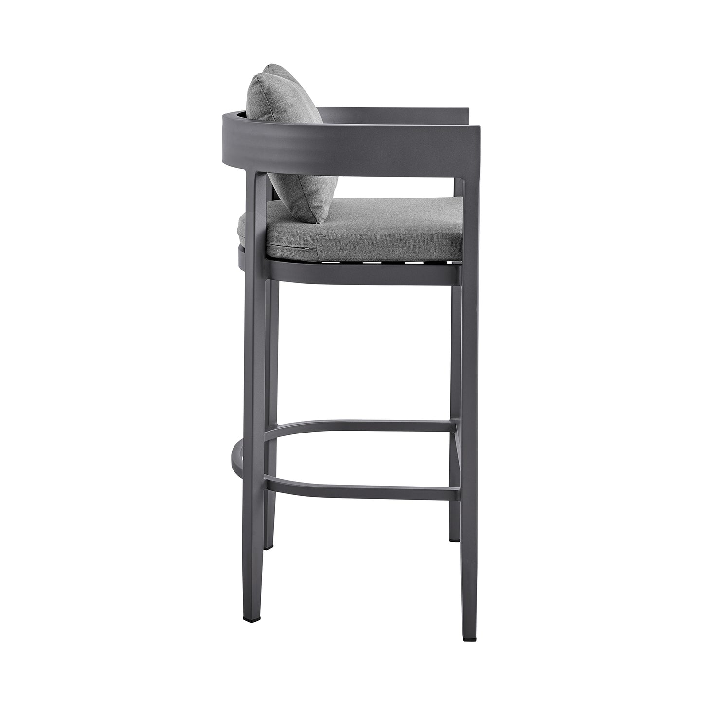 Menorca Outdoor Patio Bar Stool in Aluminum with Cushions