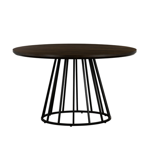Motion Oak and Metal Round Dining Table
