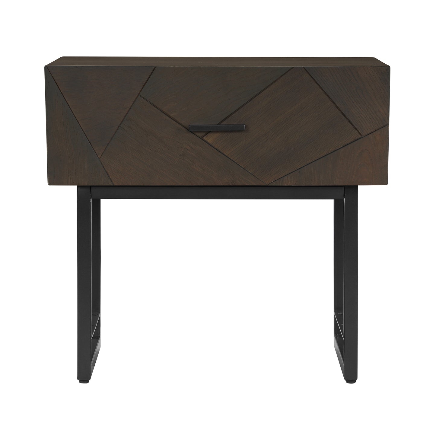 Marquis 1 Drawer Oak Wood Nightstand with Black Metal Legs