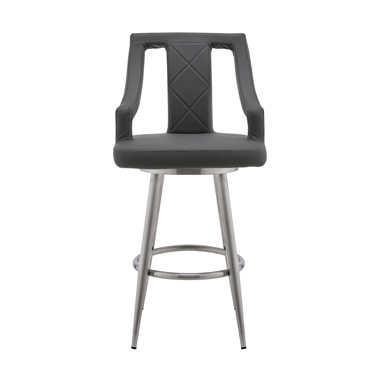 Maxen Faux Leather and Brushed Stainless Steel Swivel Bar Stool