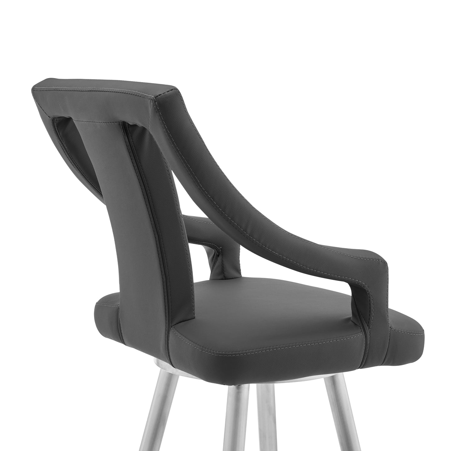 Maxen Faux Leather and Brushed Stainless Steel Swivel Bar Stool