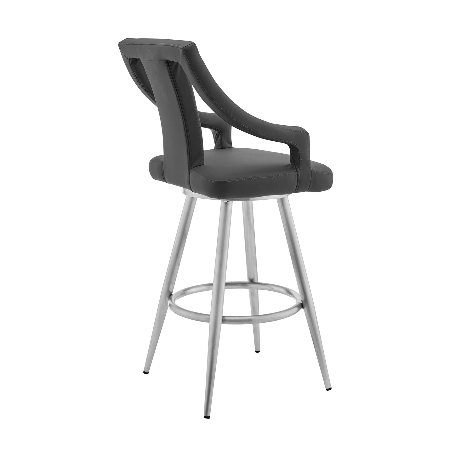 Maxen Faux Leather and Brushed Stainless Steel Swivel Bar Stool