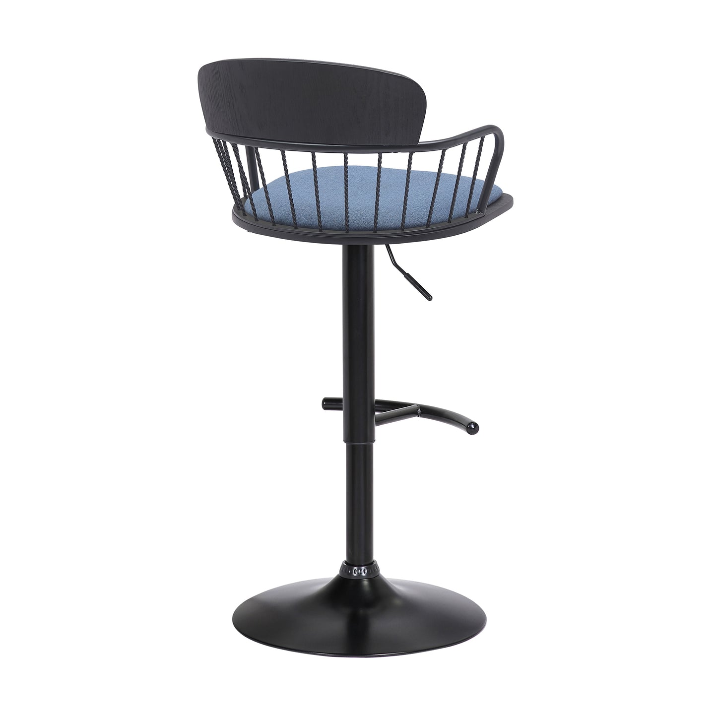 Nash Adjustable Black Wood Bar Stool with Black Metal Base