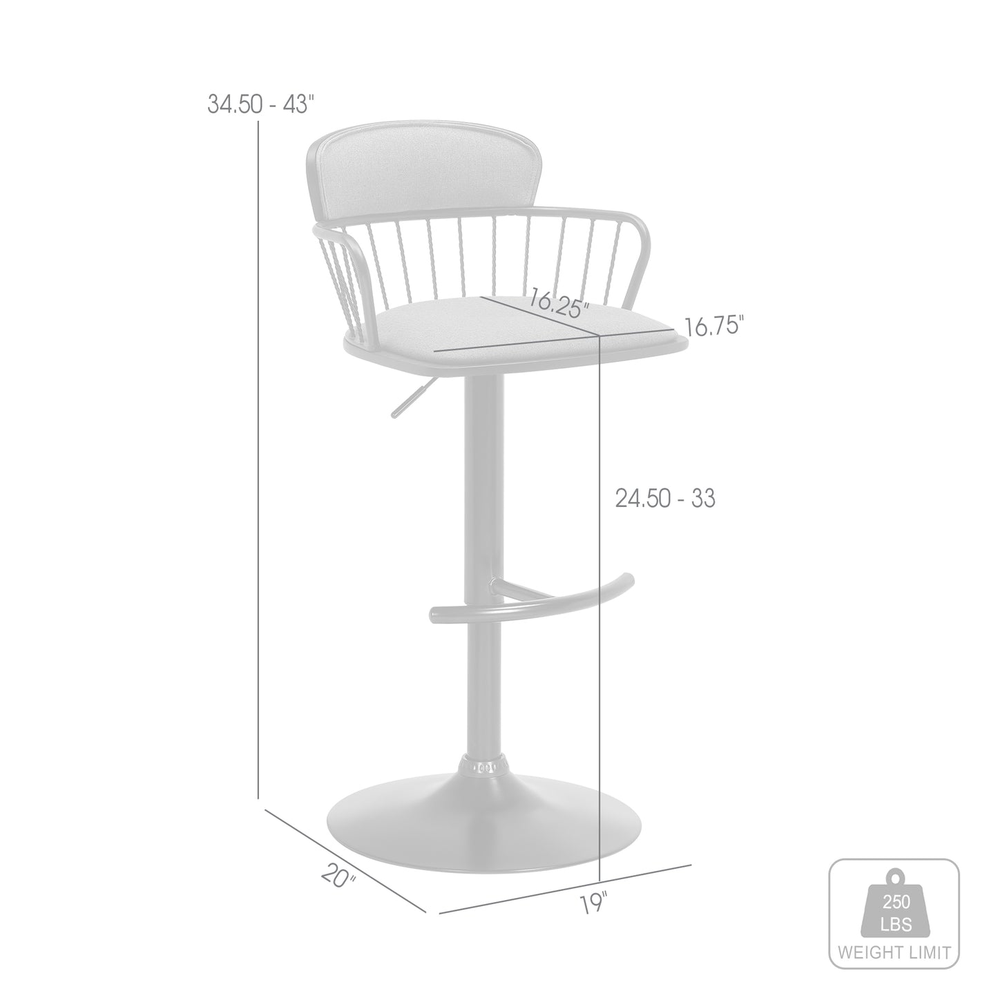 Nash Adjustable Black Wood Bar Stool with Black Metal Base