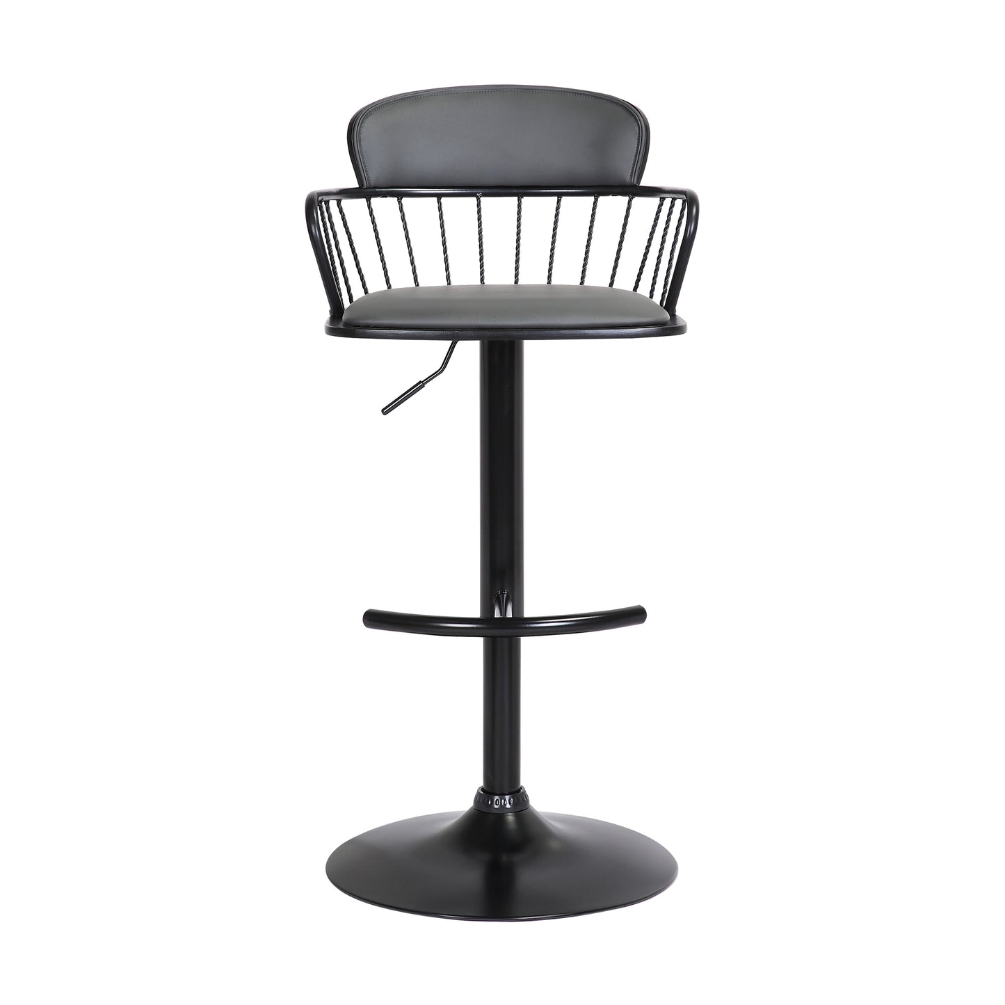 Nash Adjustable Black Wood Bar Stool with Black Metal Base