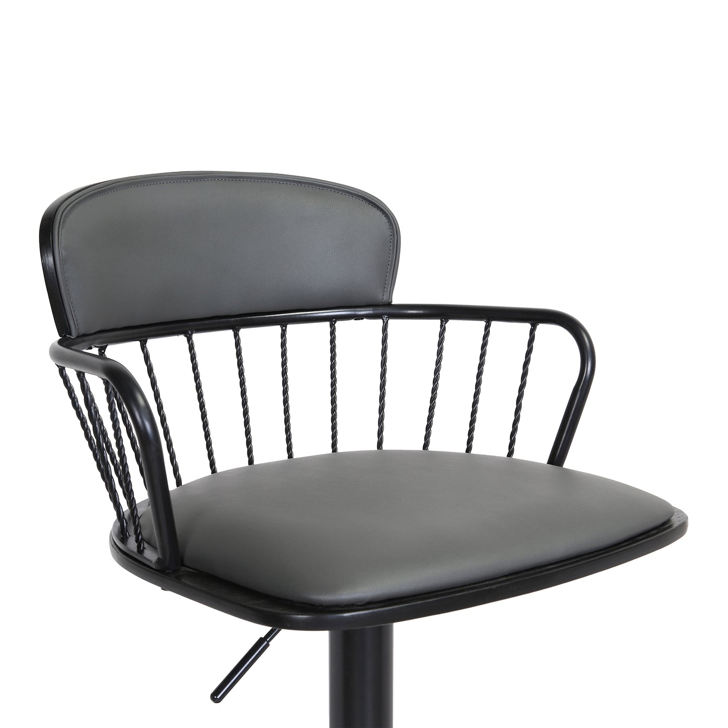 Nash Adjustable Black Wood Bar Stool with Black Metal Base