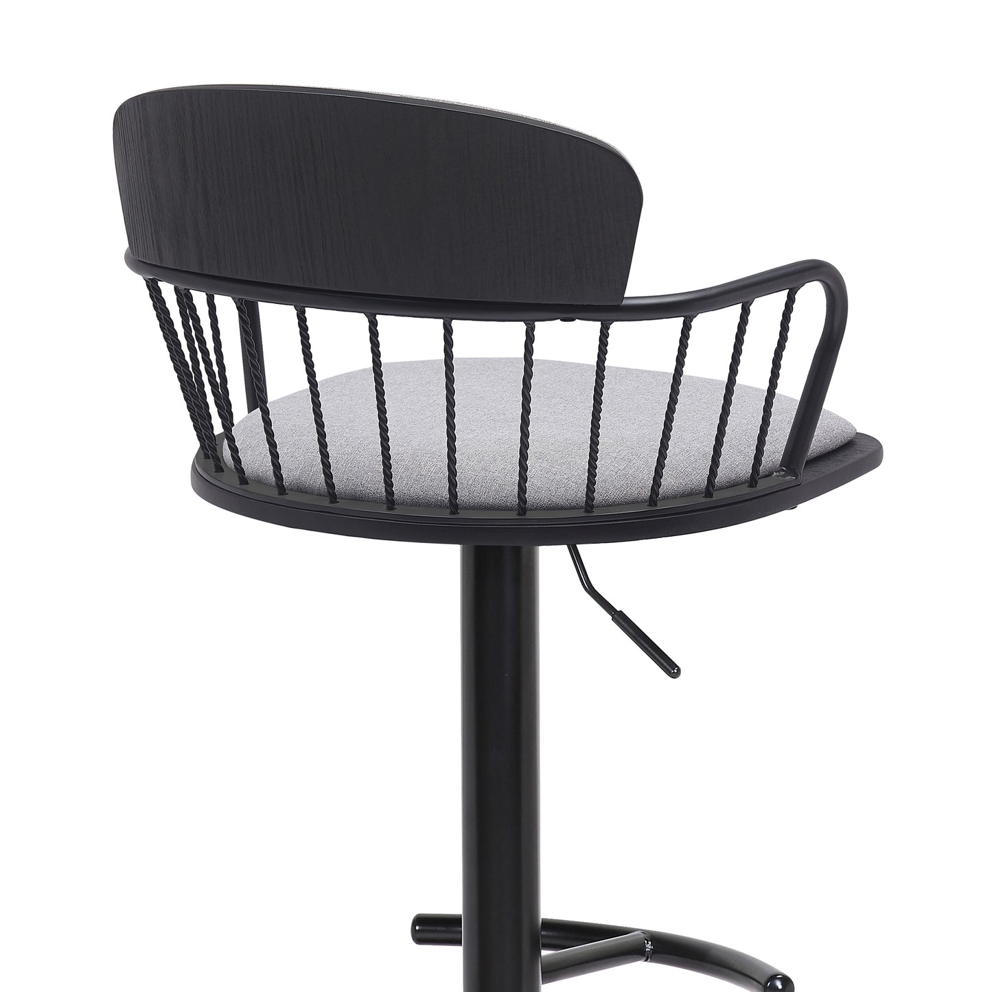 Nash Adjustable Black Wood Bar Stool with Black Metal Base