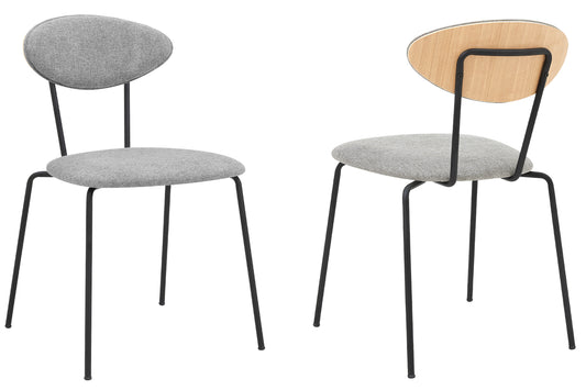 Neo Modern Gray Fabric and Black Metal Dining Room Chairs - Set of 2