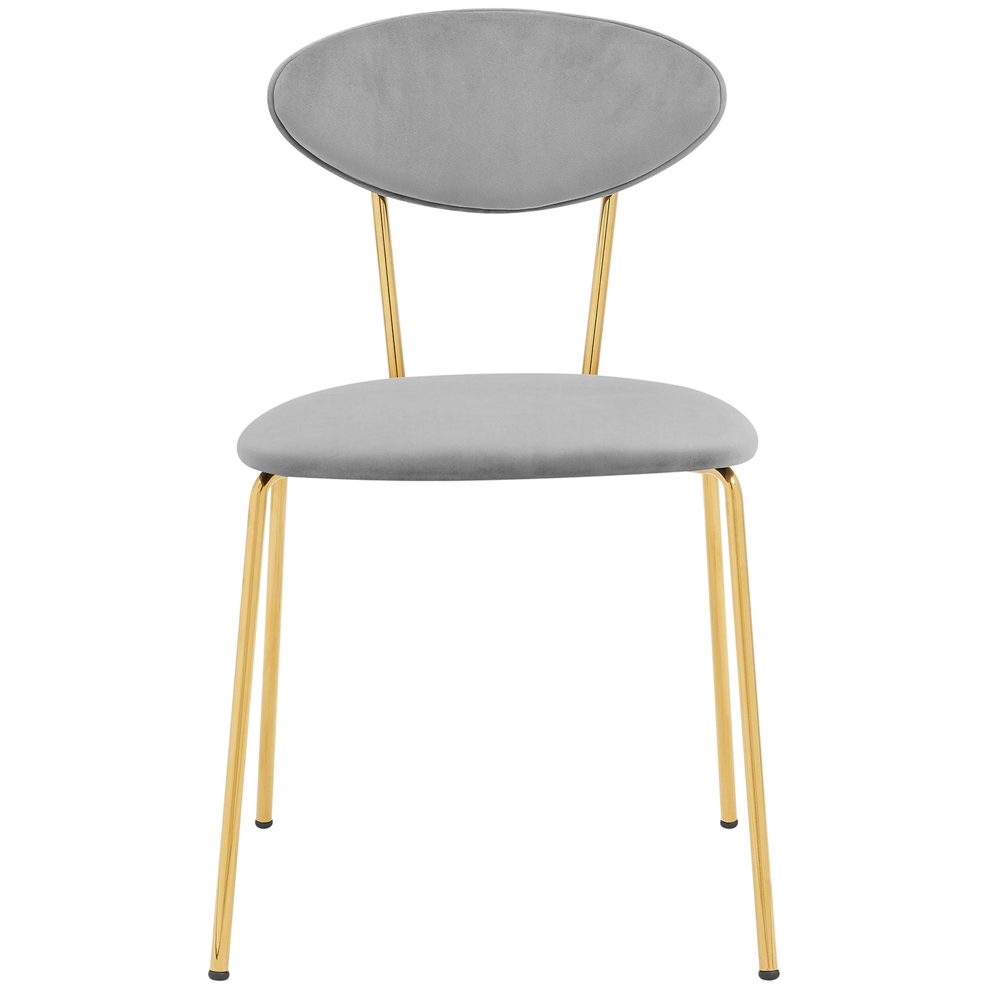 Neo Modern Gray Velvet and Gold Metal Leg Dining Room Chairs - Set of 2