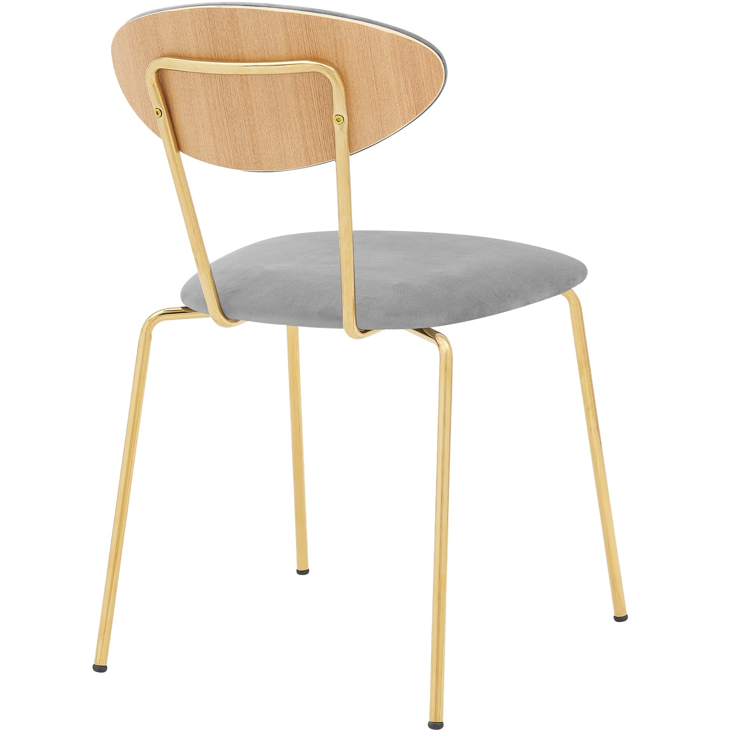 Neo Modern Gray Velvet and Gold Metal Leg Dining Room Chairs - Set of 2