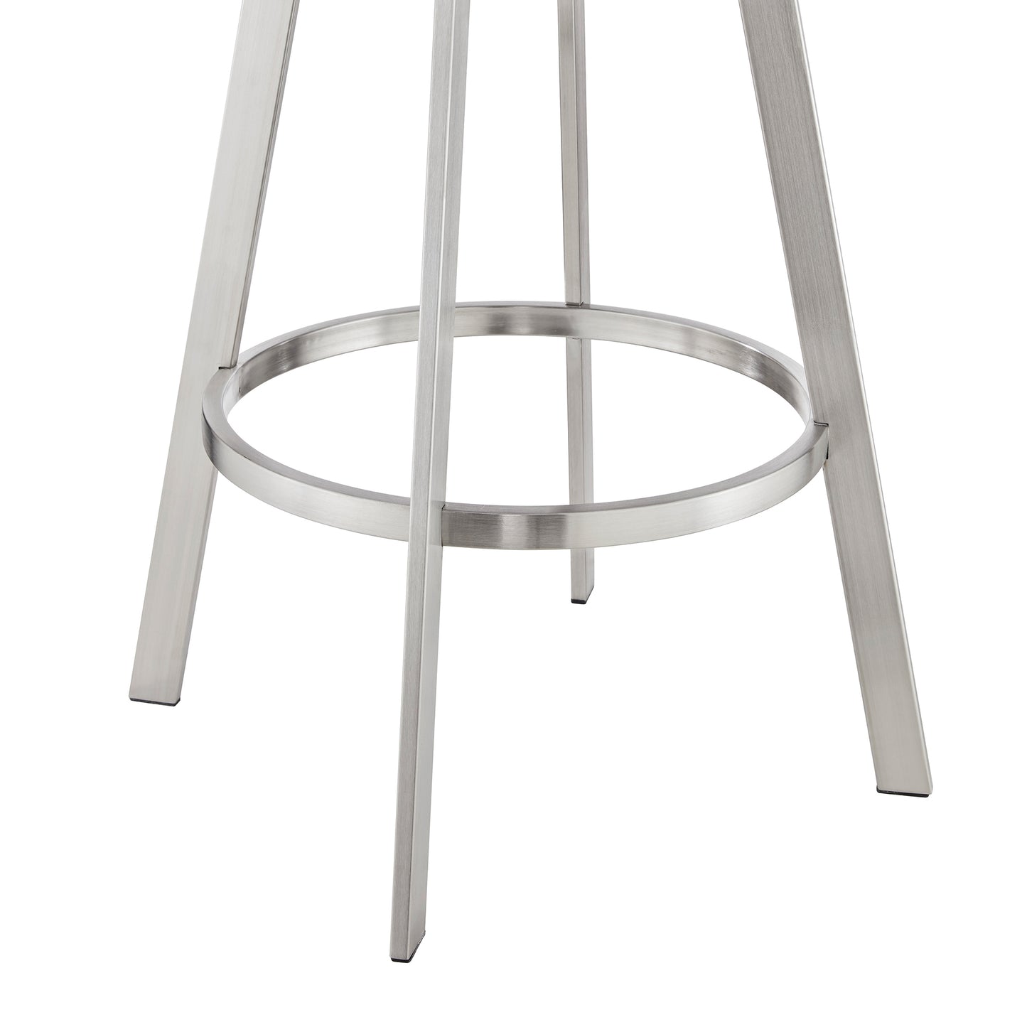Nikole Swivel Bar Stool in Various Heights with Gray Faux Leather and Stylish Finishes