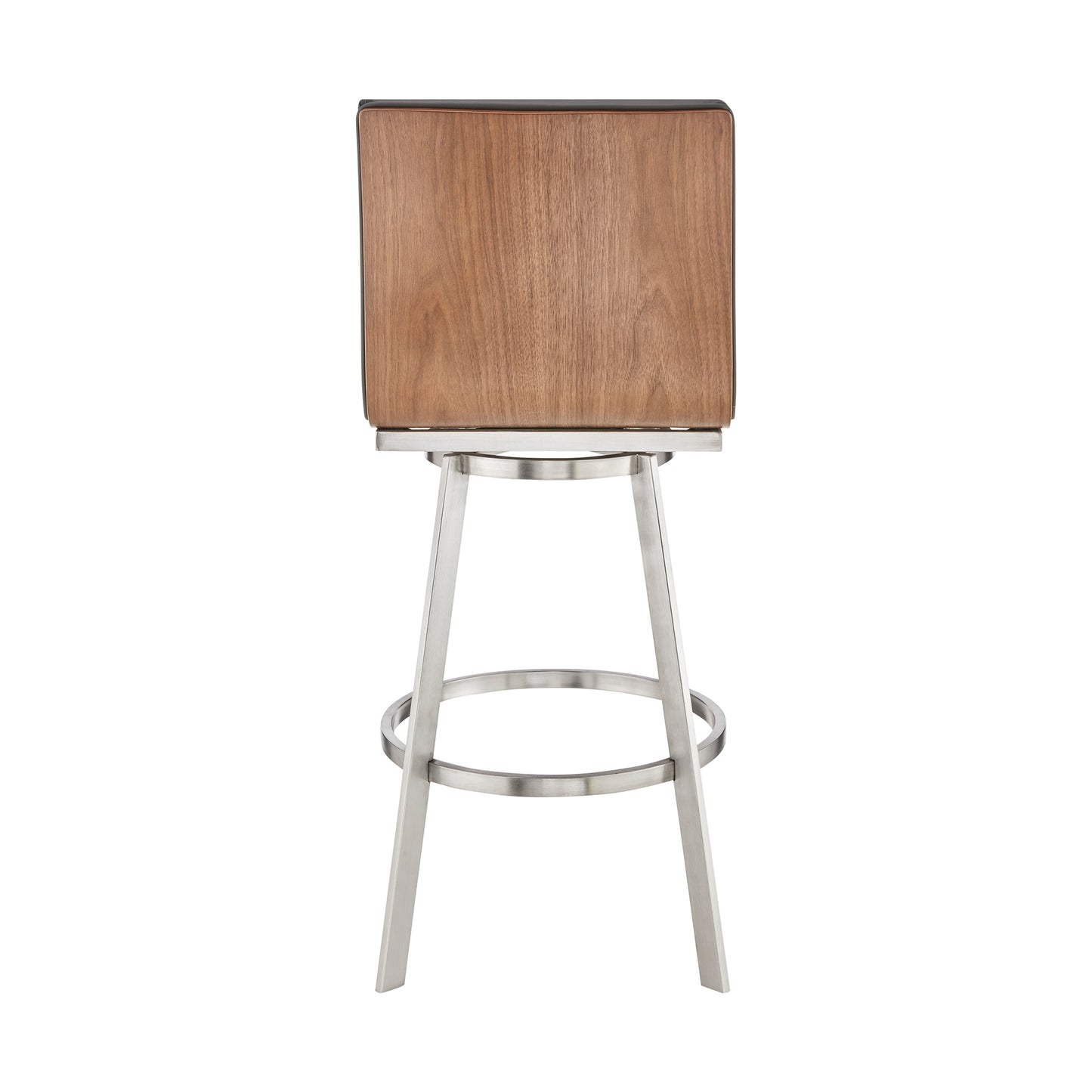 Nikole Swivel Bar Stool in Various Heights with Gray Faux Leather and Stylish Finishes