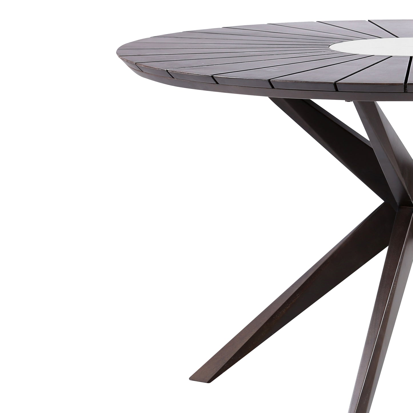 Oasis Outdoor Dark Eucalyptus Wood and Concrete Round Dining Table